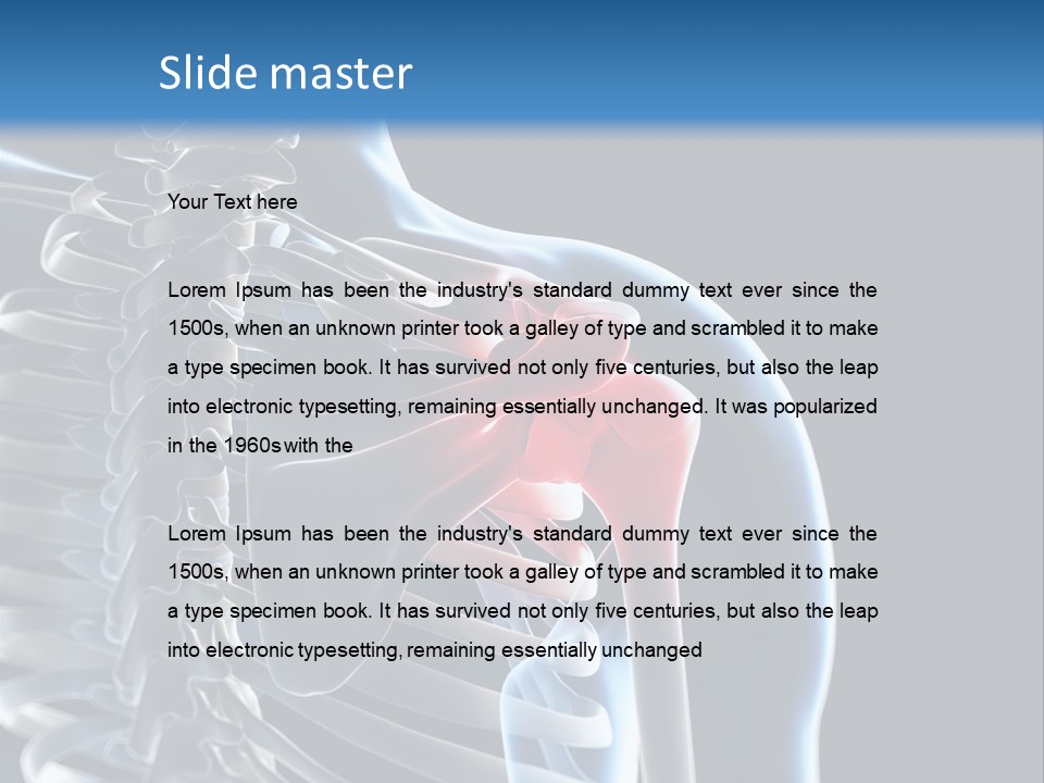 A Skeleton With A Highlighted Shoulder Is Shown In This Powerpoint Presentation PowerPoint Template