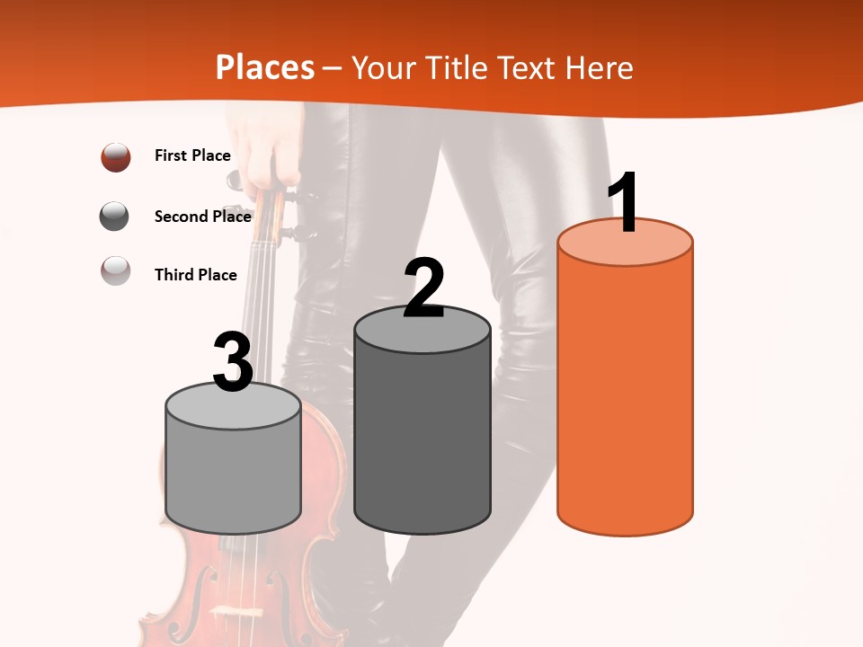 A Woman In Black Leather Pants Holding A Violin PowerPoint Template