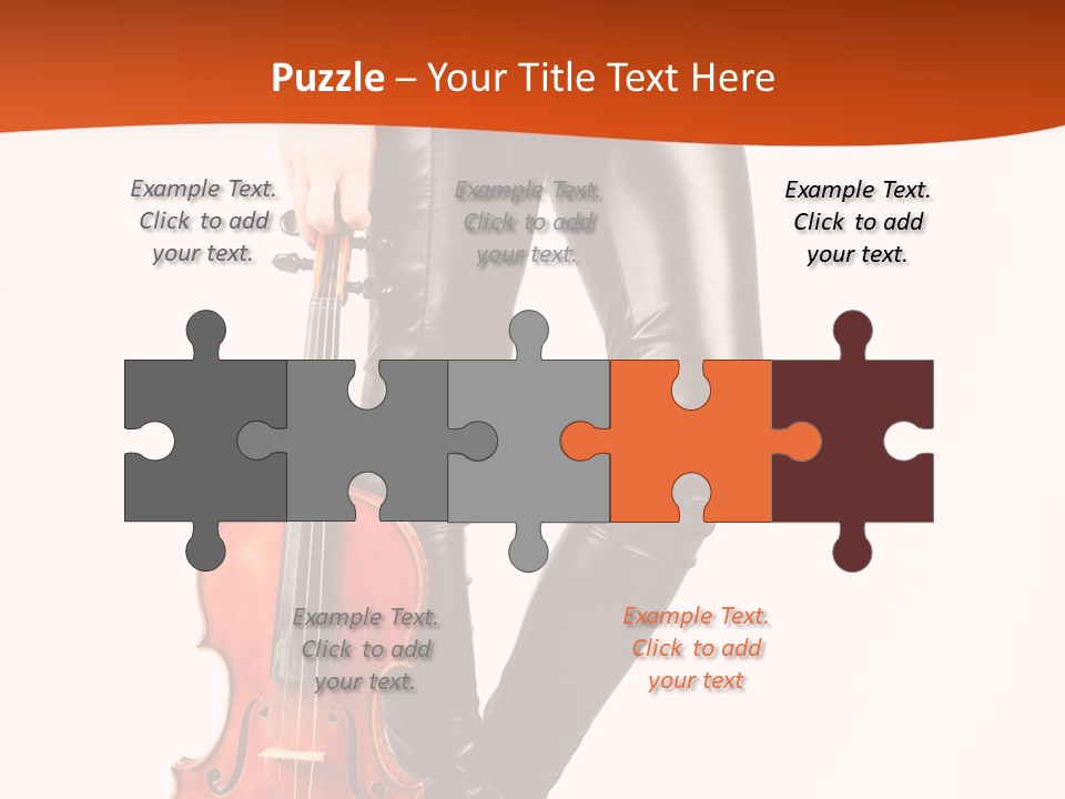 A Woman In Black Leather Pants Holding A Violin PowerPoint Template