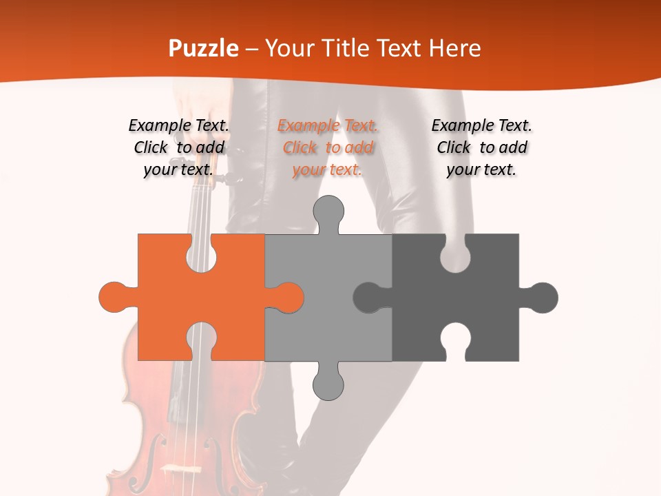 A Woman In Black Leather Pants Holding A Violin PowerPoint Template
