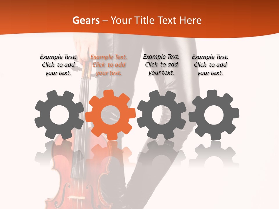 A Woman In Black Leather Pants Holding A Violin PowerPoint Template