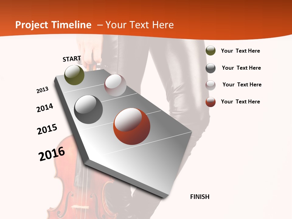 A Woman In Black Leather Pants Holding A Violin PowerPoint Template