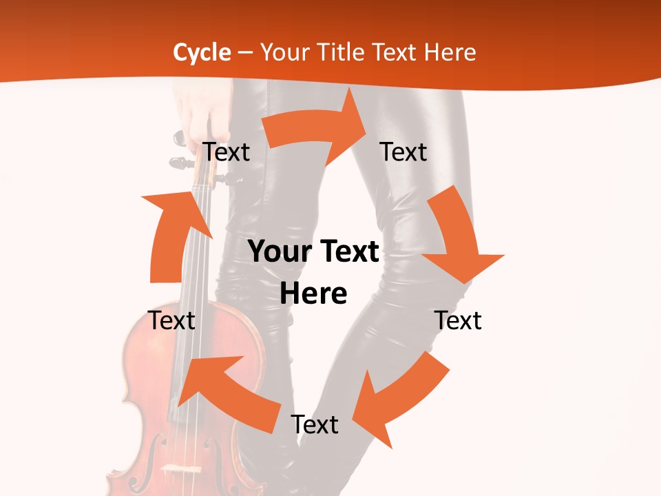 A Woman In Black Leather Pants Holding A Violin PowerPoint Template