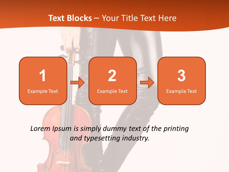 A Woman In Black Leather Pants Holding A Violin PowerPoint Template