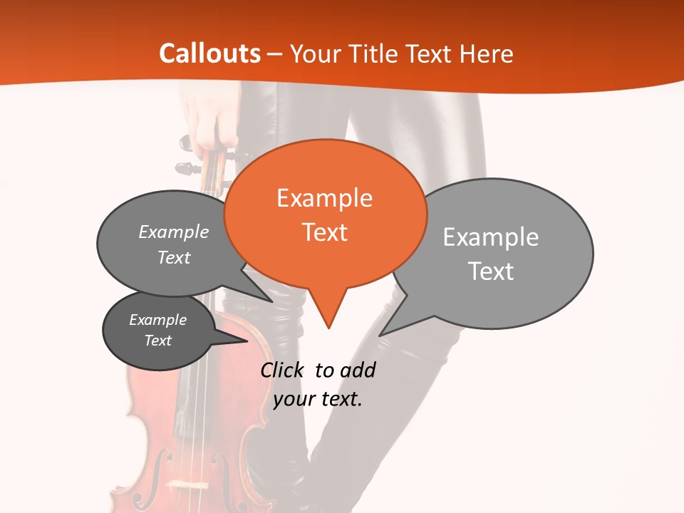 A Woman In Black Leather Pants Holding A Violin PowerPoint Template