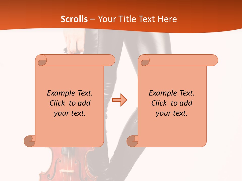 A Woman In Black Leather Pants Holding A Violin PowerPoint Template