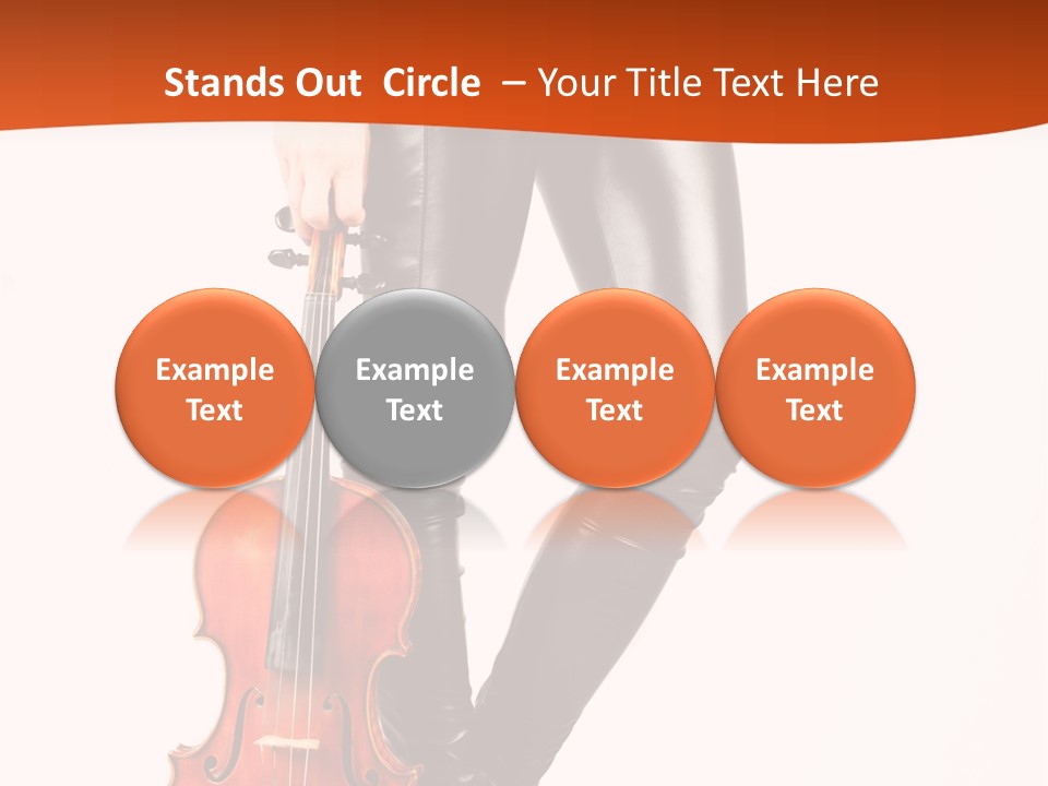A Woman In Black Leather Pants Holding A Violin PowerPoint Template