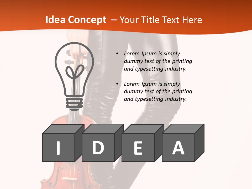 A Woman In Black Leather Pants Holding A Violin PowerPoint Template