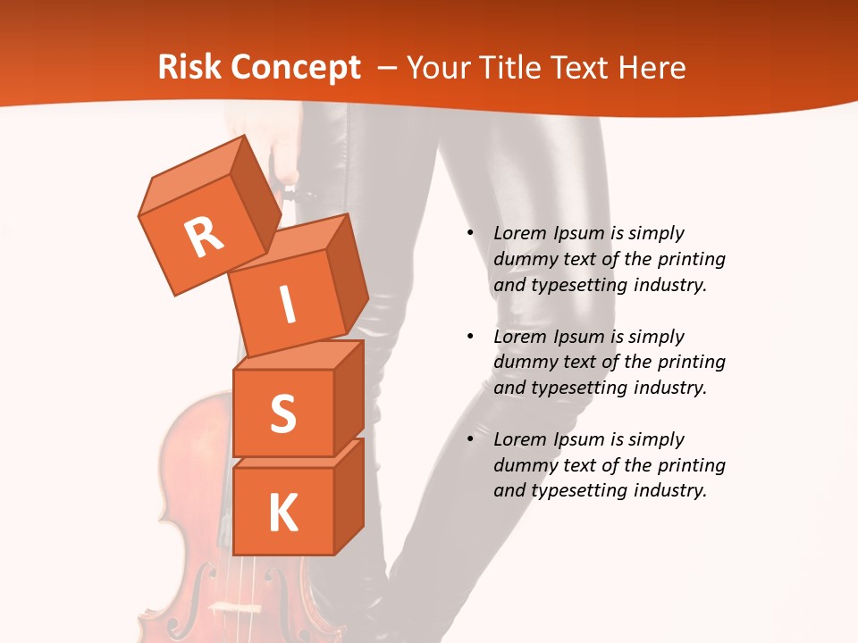 A Woman In Black Leather Pants Holding A Violin PowerPoint Template