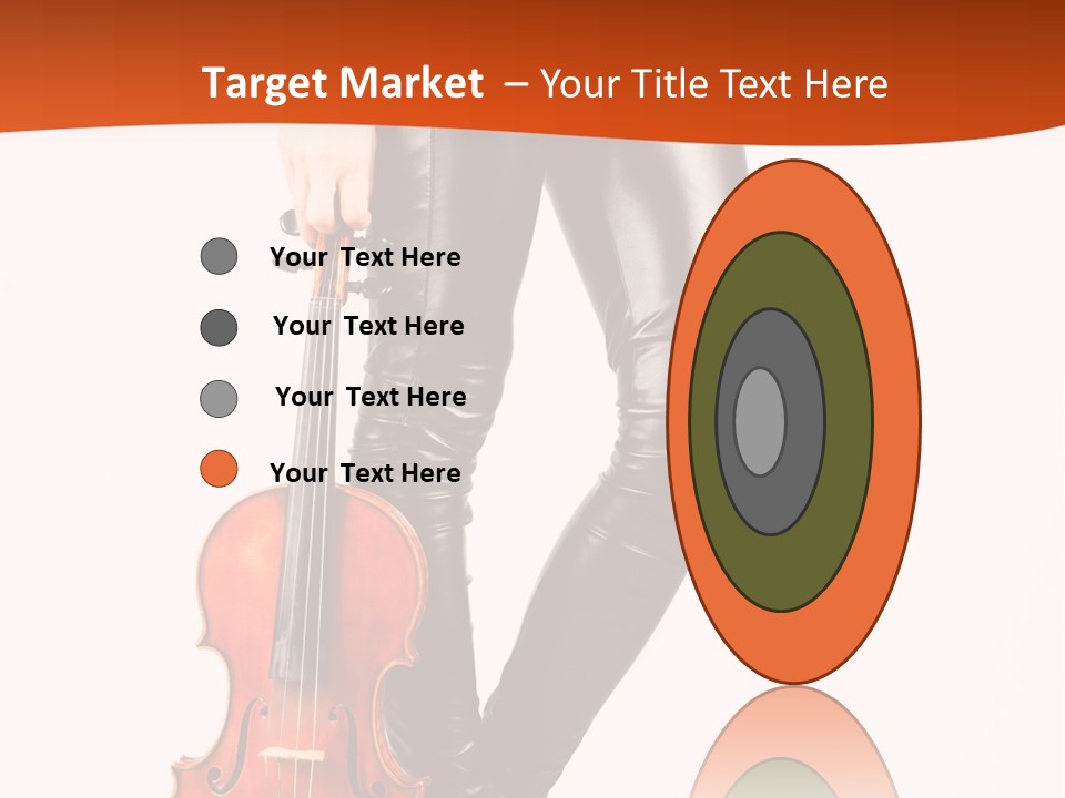 A Woman In Black Leather Pants Holding A Violin PowerPoint Template