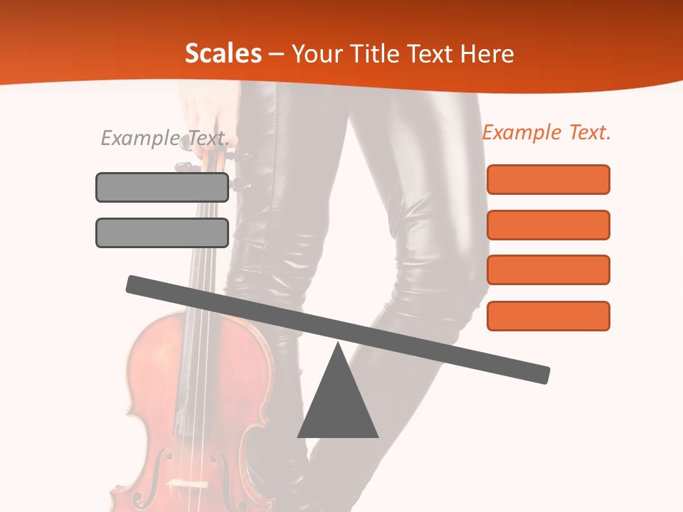 A Woman In Black Leather Pants Holding A Violin PowerPoint Template