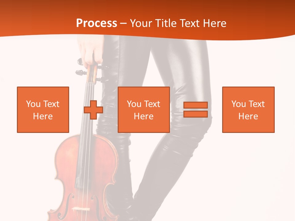 A Woman In Black Leather Pants Holding A Violin PowerPoint Template