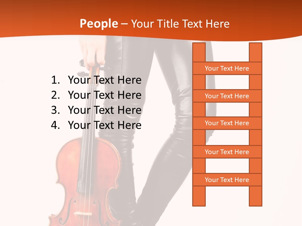 A Woman In Black Leather Pants Holding A Violin PowerPoint Template