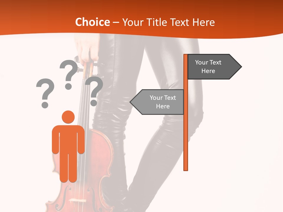 A Woman In Black Leather Pants Holding A Violin PowerPoint Template