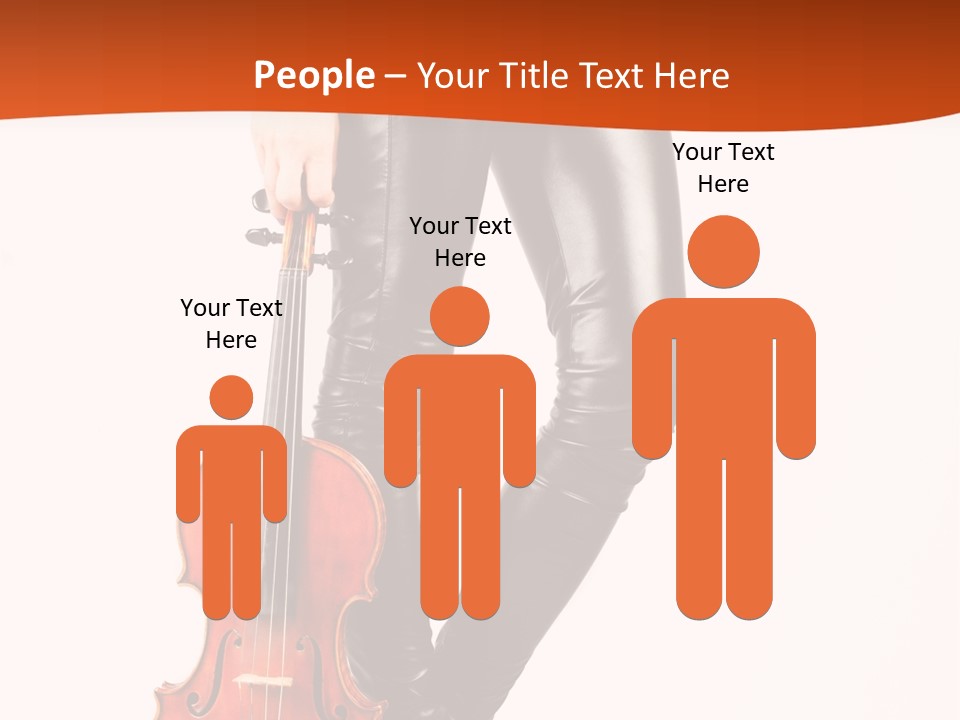 A Woman In Black Leather Pants Holding A Violin PowerPoint Template