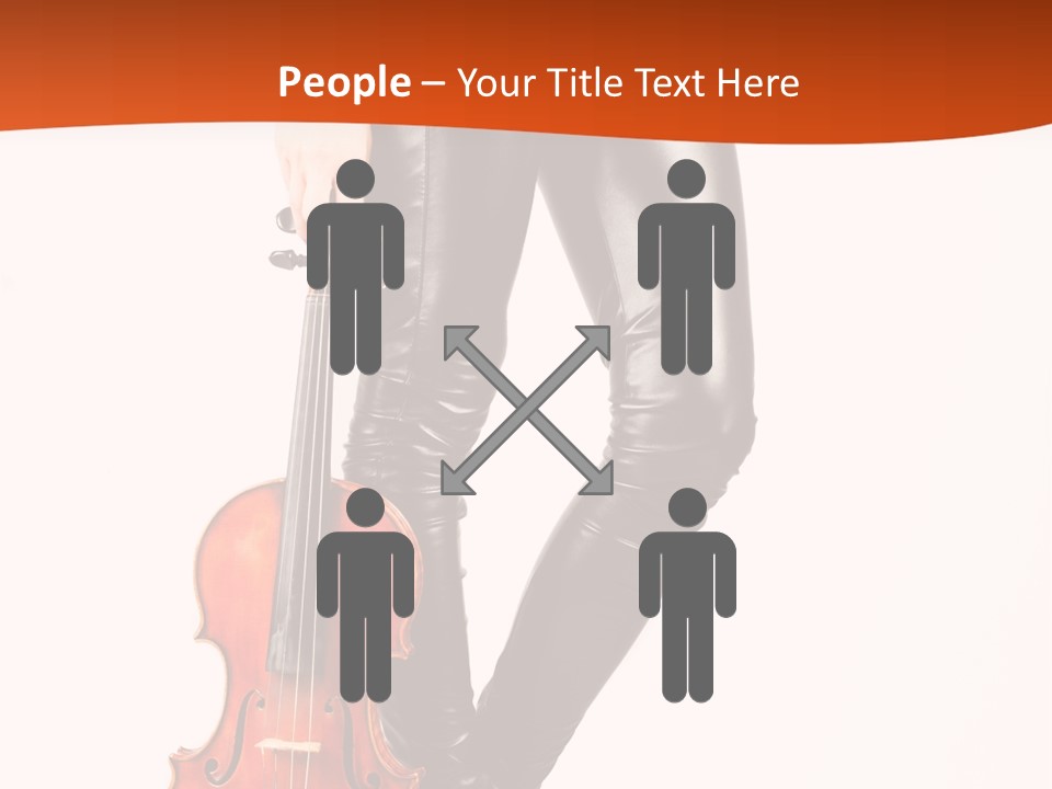 A Woman In Black Leather Pants Holding A Violin PowerPoint Template