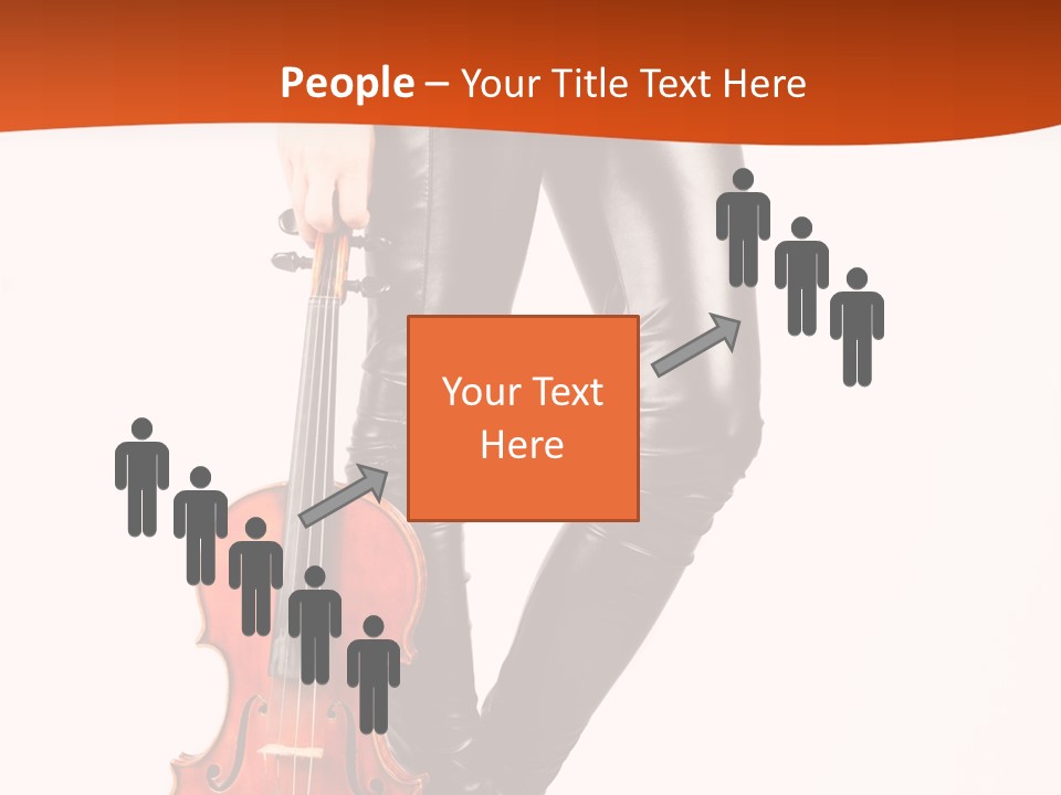A Woman In Black Leather Pants Holding A Violin PowerPoint Template