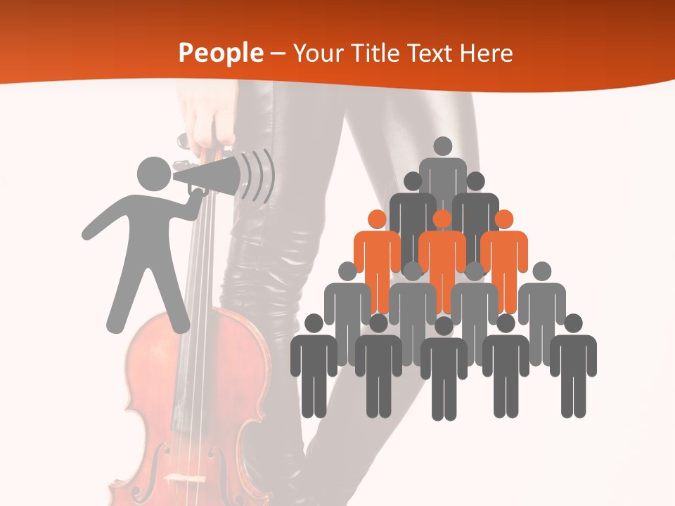 A Woman In Black Leather Pants Holding A Violin PowerPoint Template
