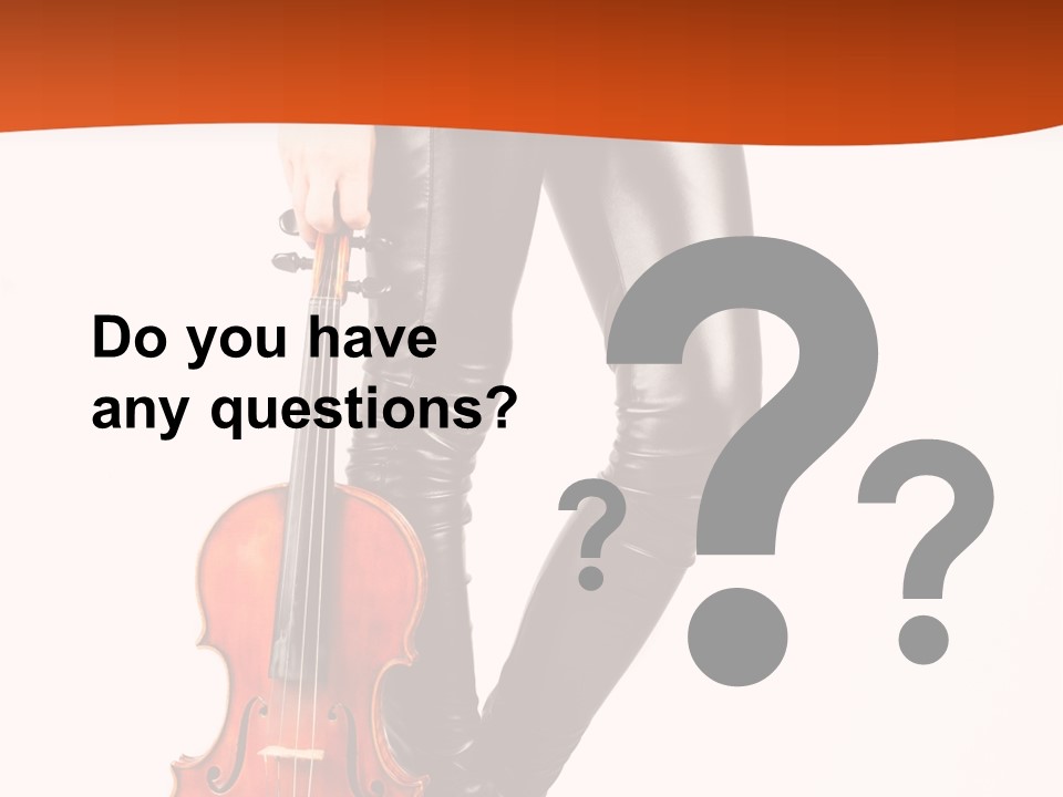 A Woman In Black Leather Pants Holding A Violin PowerPoint Template