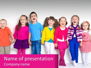 A Group Of Children Standing Next To Each Other PowerPoint Template