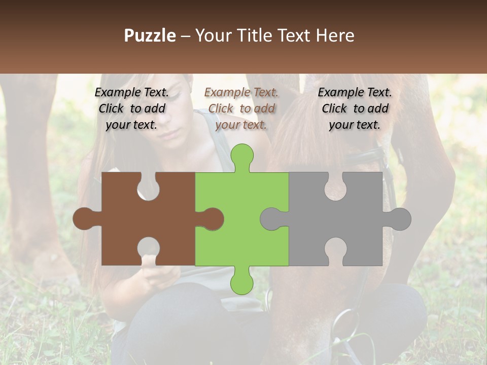 A Girl Reading A Book Next To A Horse PowerPoint Template