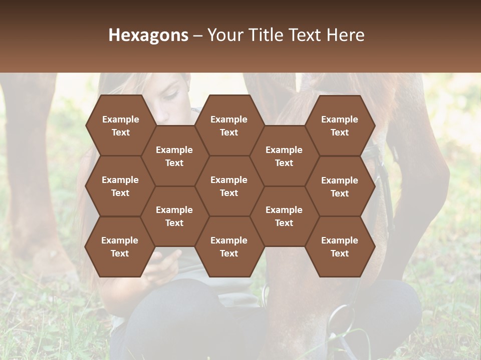 A Girl Reading A Book Next To A Horse PowerPoint Template