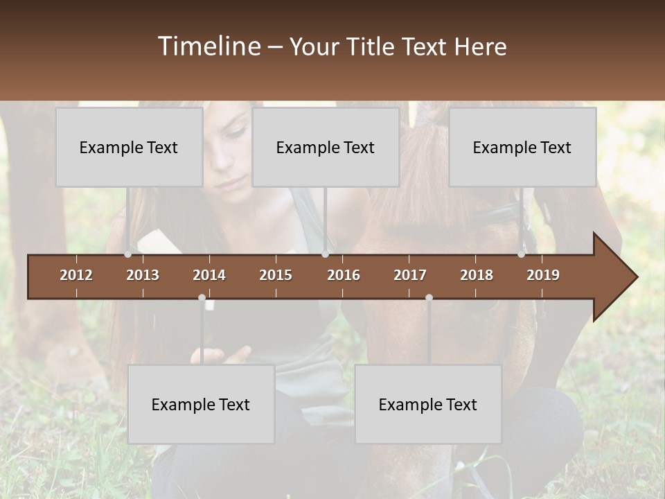 A Girl Reading A Book Next To A Horse PowerPoint Template