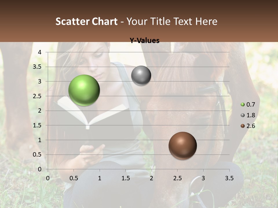 A Girl Reading A Book Next To A Horse PowerPoint Template