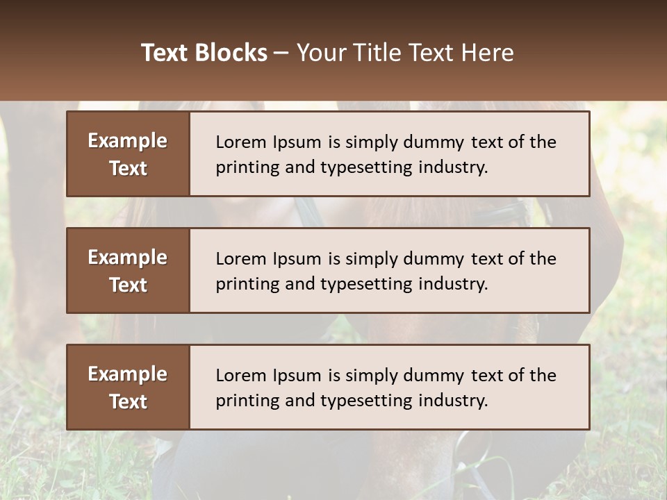 A Girl Reading A Book Next To A Horse PowerPoint Template
