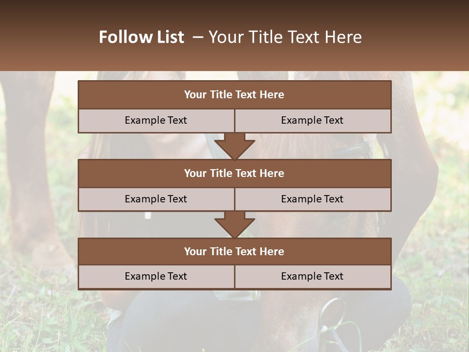 A Girl Reading A Book Next To A Horse PowerPoint Template
