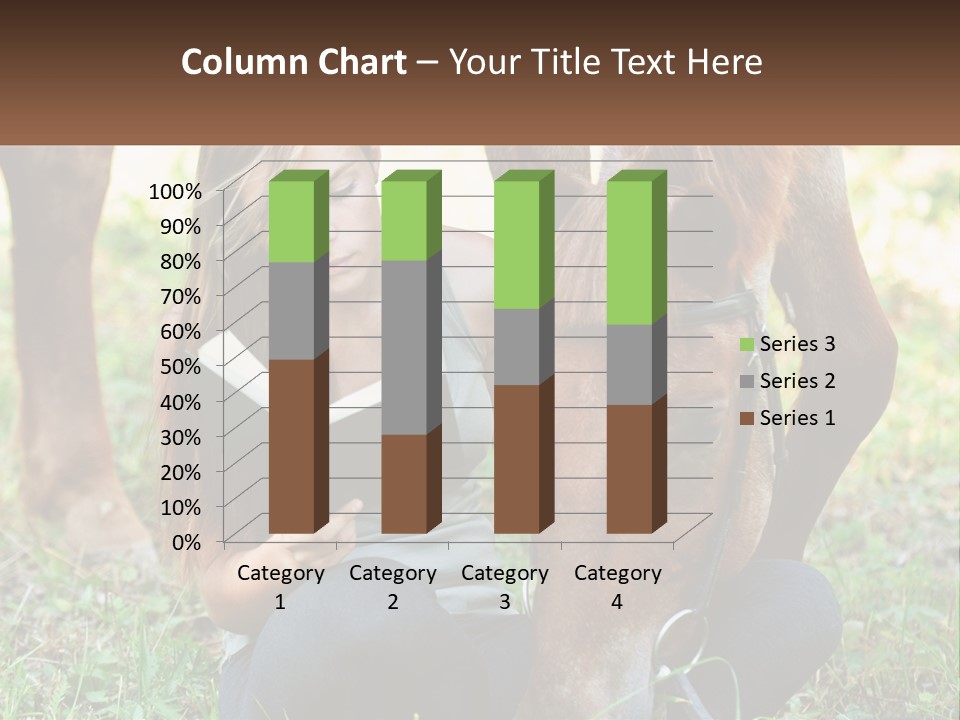 A Girl Reading A Book Next To A Horse PowerPoint Template