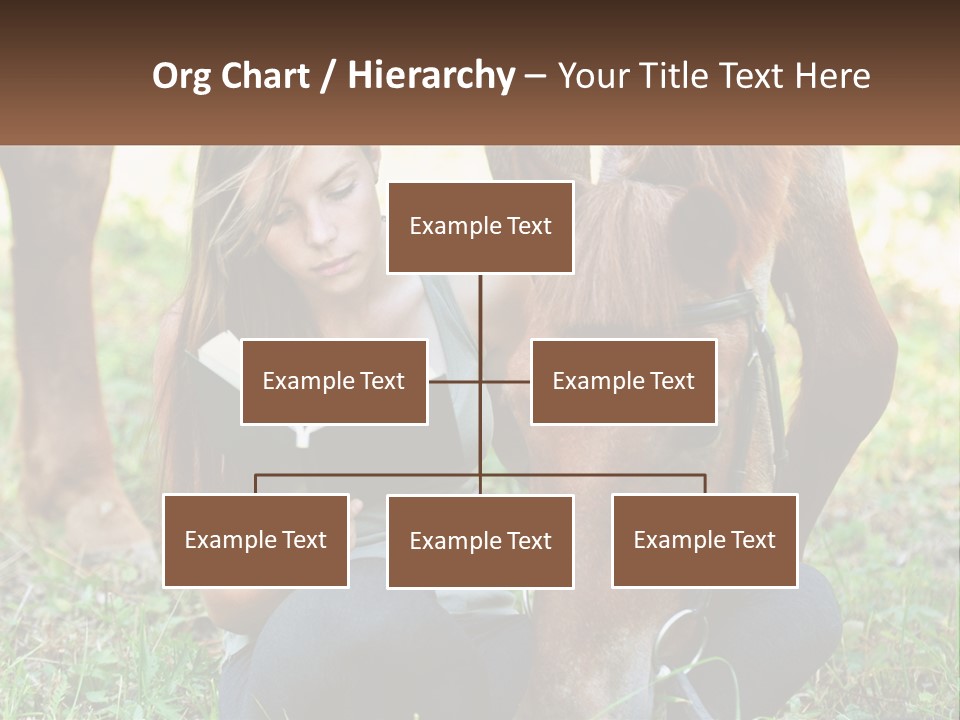 A Girl Reading A Book Next To A Horse PowerPoint Template