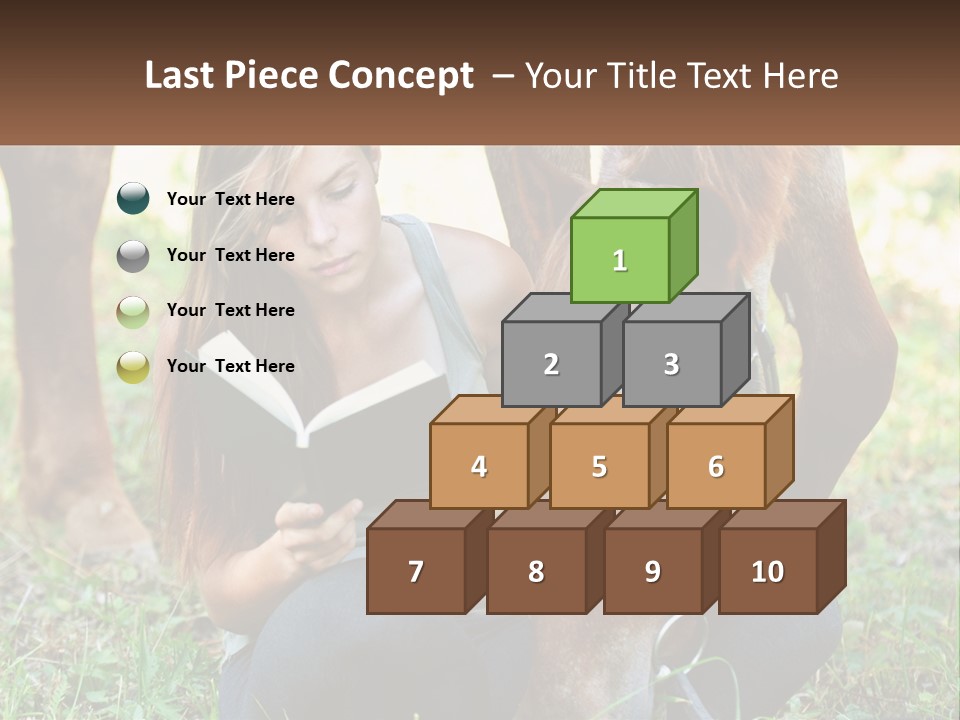 A Girl Reading A Book Next To A Horse PowerPoint Template