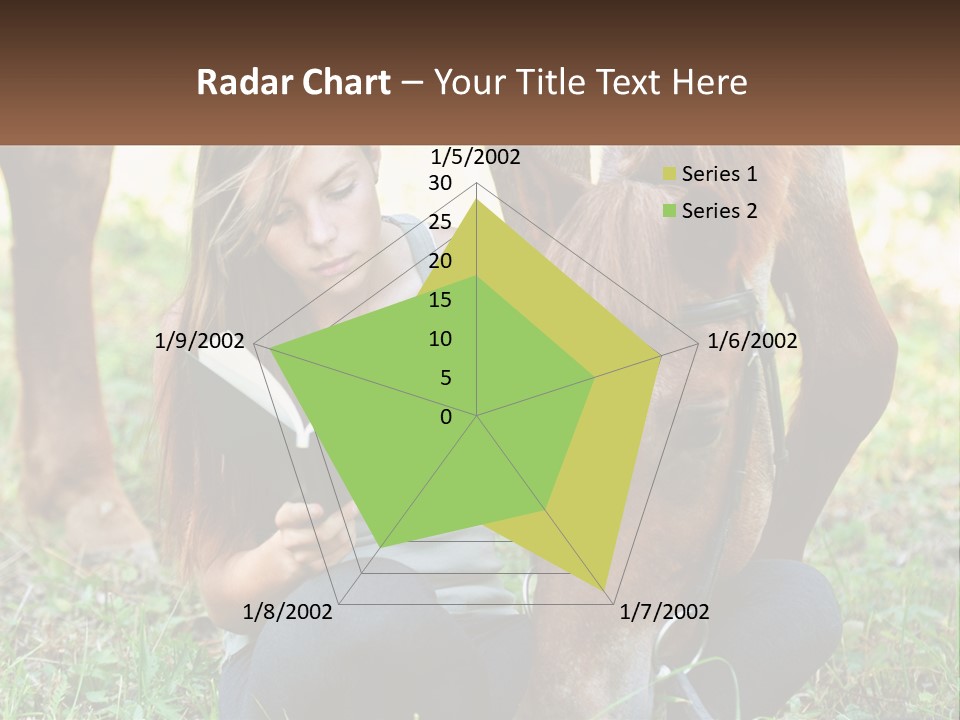 A Girl Reading A Book Next To A Horse PowerPoint Template