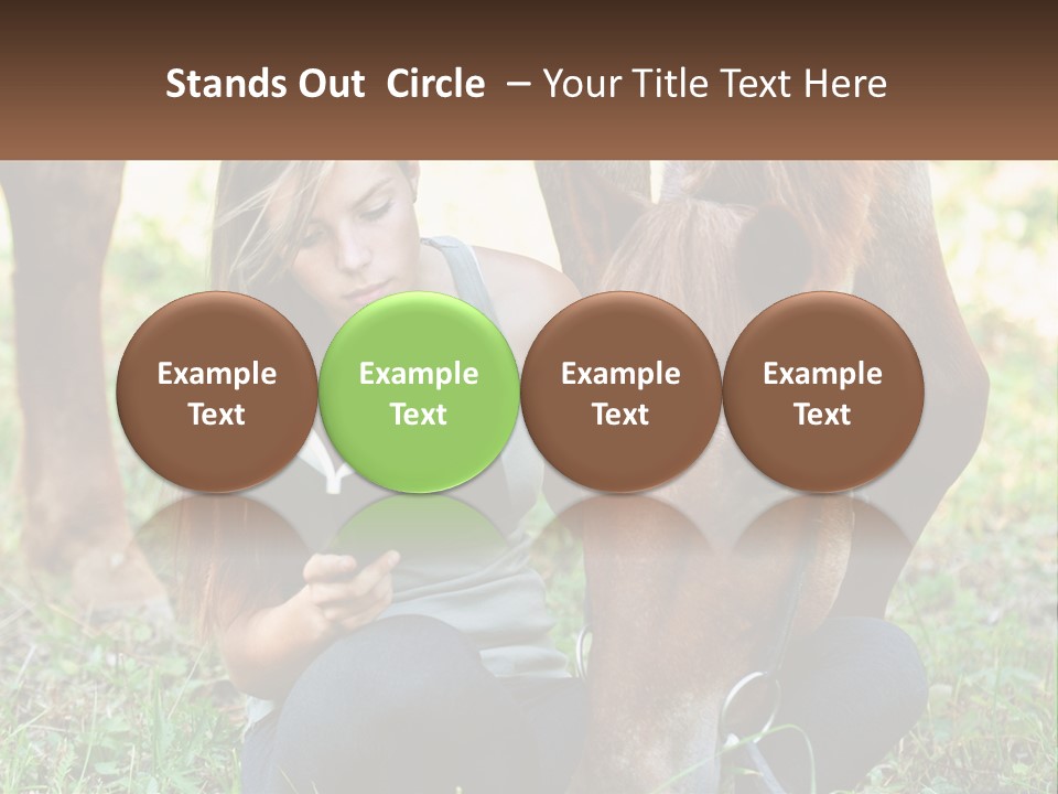 A Girl Reading A Book Next To A Horse PowerPoint Template