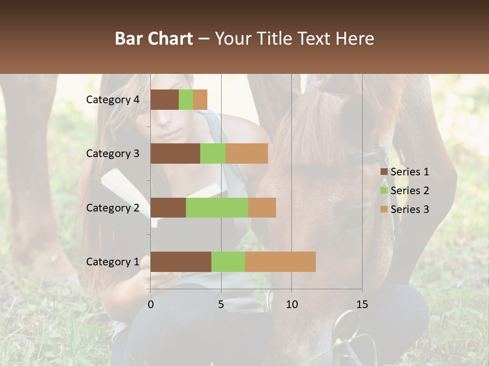 A Girl Reading A Book Next To A Horse PowerPoint Template