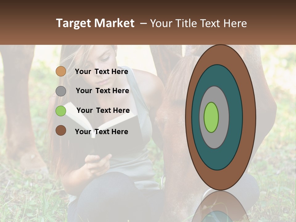A Girl Reading A Book Next To A Horse PowerPoint Template