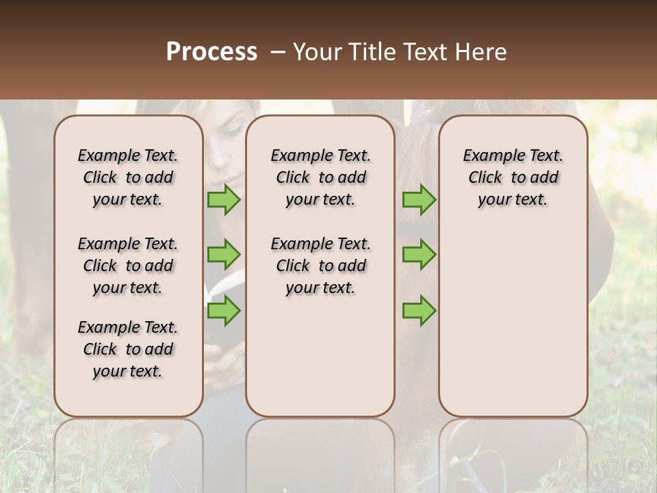 A Girl Reading A Book Next To A Horse PowerPoint Template