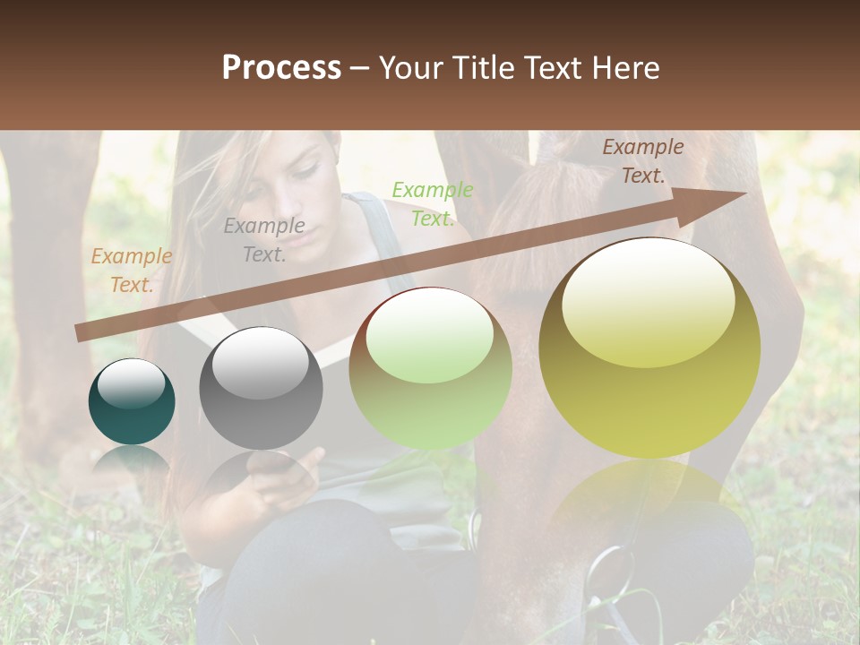 A Girl Reading A Book Next To A Horse PowerPoint Template