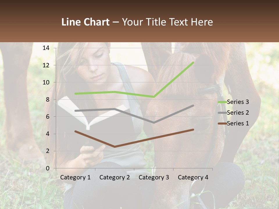 A Girl Reading A Book Next To A Horse PowerPoint Template
