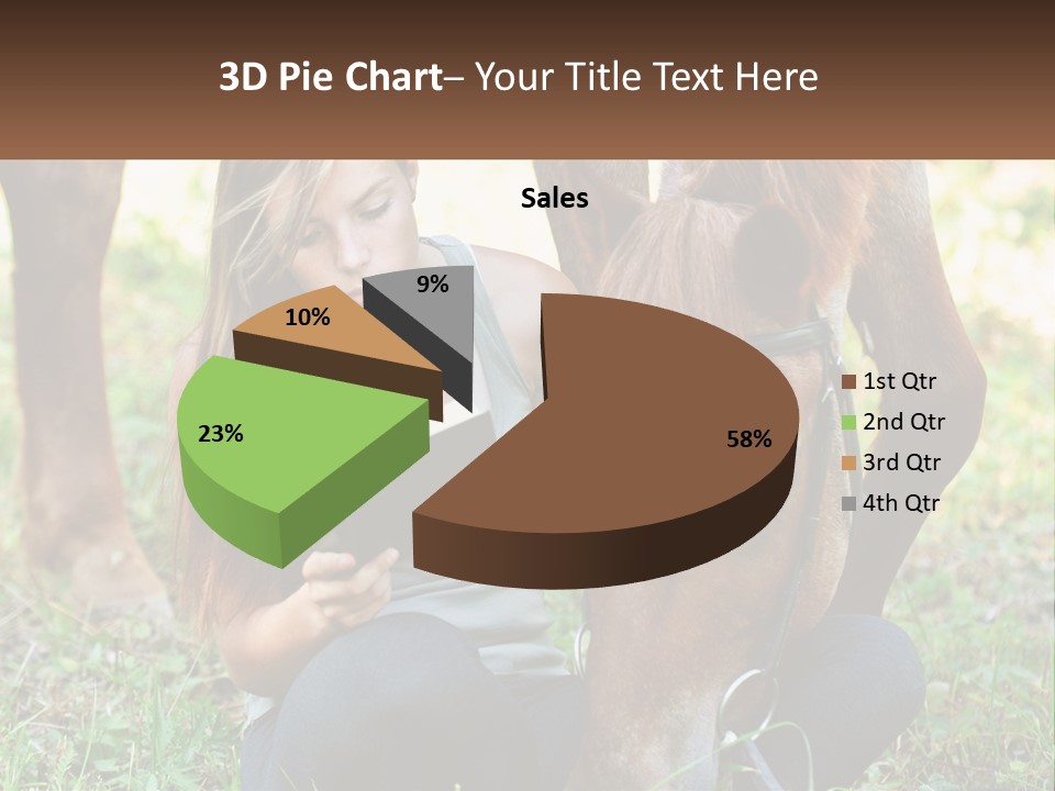 A Girl Reading A Book Next To A Horse PowerPoint Template