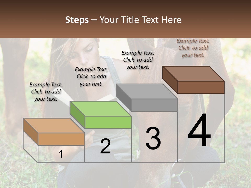 A Girl Reading A Book Next To A Horse PowerPoint Template