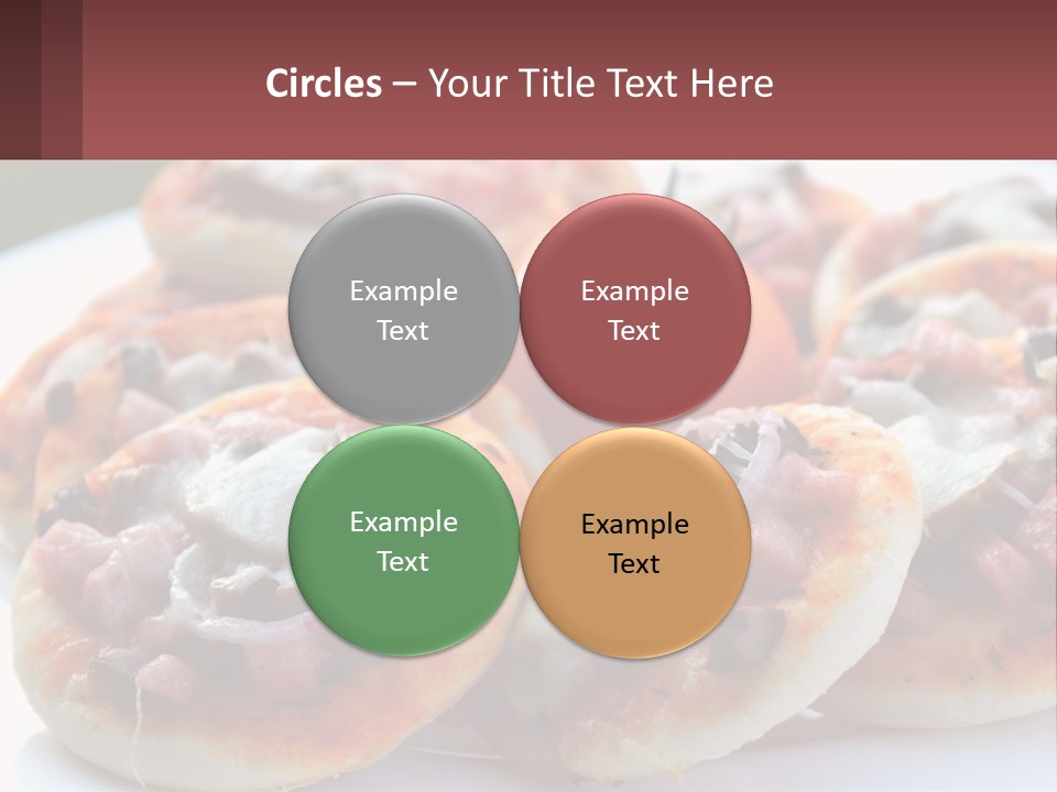 A White Plate Topped With Mini Pizzas Covered In Toppings PowerPoint Template