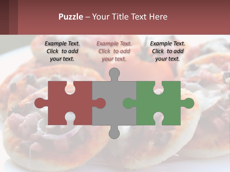 A White Plate Topped With Mini Pizzas Covered In Toppings PowerPoint Template