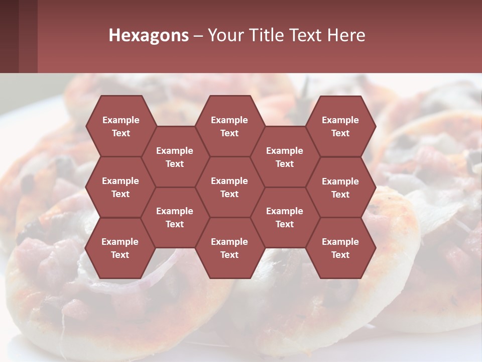 A White Plate Topped With Mini Pizzas Covered In Toppings PowerPoint Template