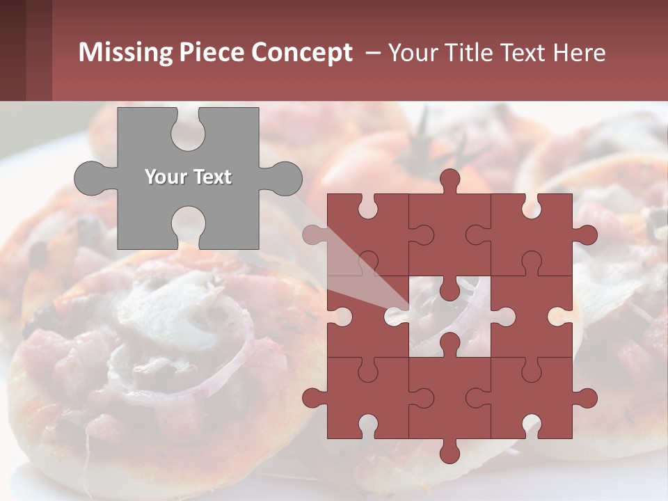 A White Plate Topped With Mini Pizzas Covered In Toppings PowerPoint Template
