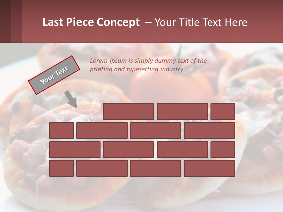 A White Plate Topped With Mini Pizzas Covered In Toppings PowerPoint Template
