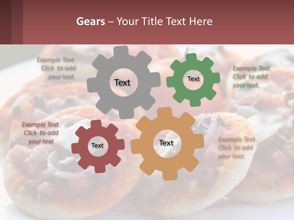 A White Plate Topped With Mini Pizzas Covered In Toppings PowerPoint Template