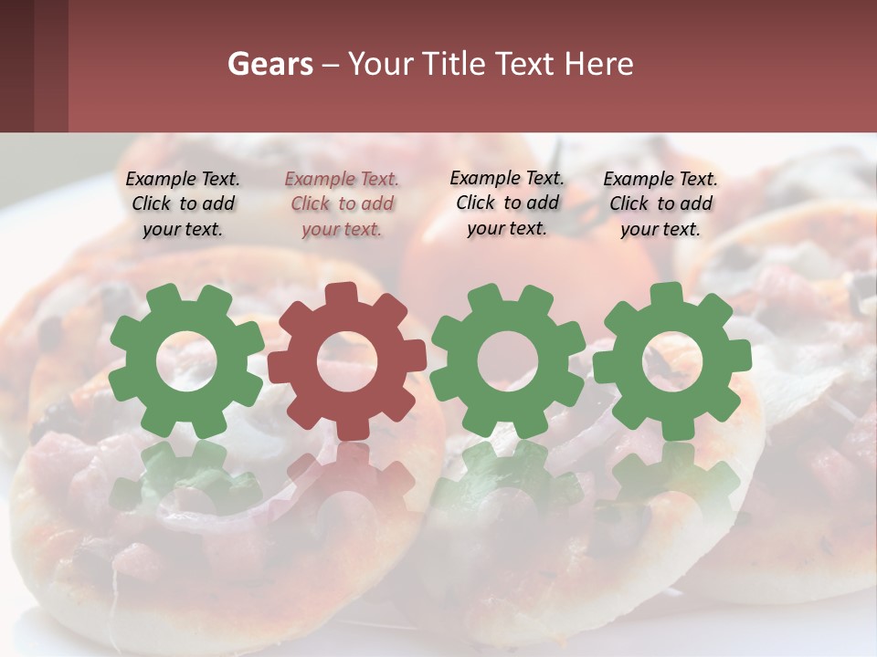 A White Plate Topped With Mini Pizzas Covered In Toppings PowerPoint Template