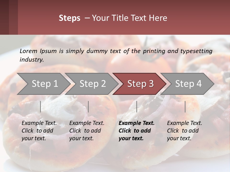 A White Plate Topped With Mini Pizzas Covered In Toppings PowerPoint Template